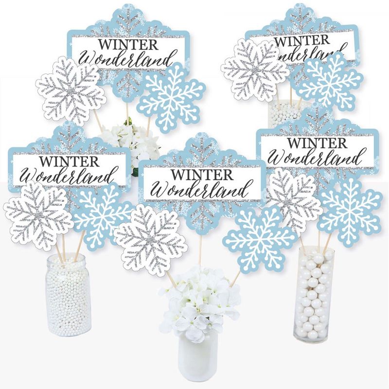 Big Dot of Happiness Winter Wonderland - Snowflake Holiday Party and Winter Wedding Party Centerpiece Sticks - Table Toppers - Set of 15, 2 of 8