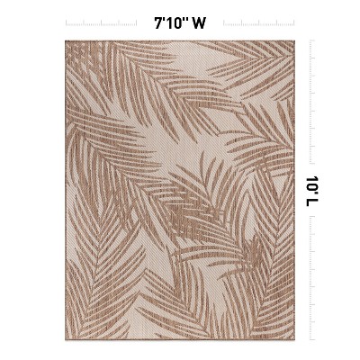 Tropical Palm Brown Synthetic 7'10"x10' Indoor/Outdoor Area Rug