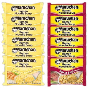 Maruchan Ramen Instant Noodle Soup Variety, 2 Flavors - 6 Packs Creamy Chicken & 6 Packs Roast Beef, 3 Ounce Single Servings - 1 of 1