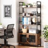 Garvee Bookshelf with Doors Industrial Bookcase with 4 Tiers Open Storage Shelf for Bedroom, Living Room, Home Office, Brown - 3 of 4