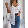 Lightweight Crochet Cardigan for Women Short Sleeve Duster Boho Open Front Knitted Cardigan - 3 of 4