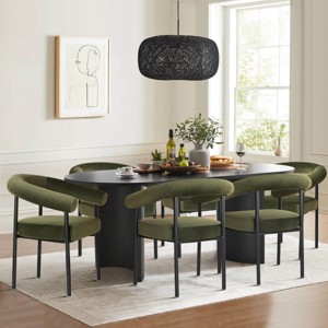 Set of 6 Velvet Upholstered Dining Armchairs, Comfortable Curved Back Chairs with Arms for Large Tables, Kitchen or Guest Seating-Maison Boucle - 1 of 4