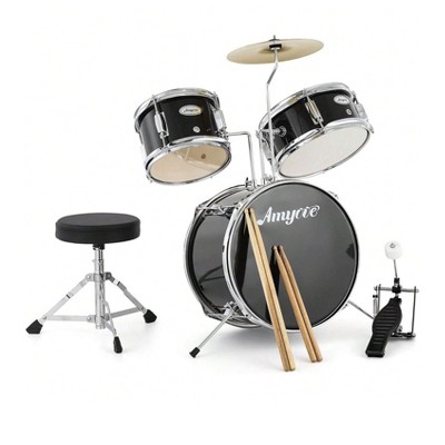 Coucheta 3-Piece Life Drum Set - Beginner Kit with Cymbal, Tom, Bass Drum - Includes Sticks, Pedal & Stool for Kids