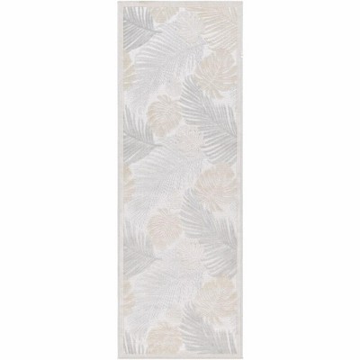 Mark & Day Esbon 2'7"x7'3" Runner Woven Indoor and Outdoor Area Rugs Light Gray: Stain-Resistant, Pet Friendly, Floral Pattern