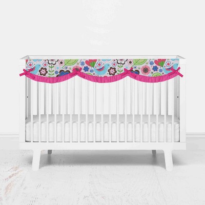 Bacati - Botanical Pink Long Crib Rail Guard Cover
