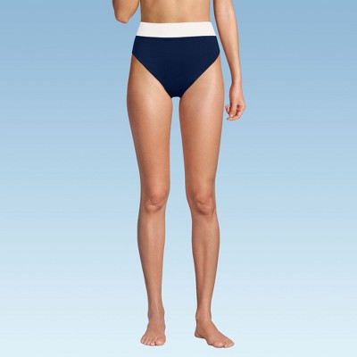 Lands' End Women's Chlorine Resistant Reversible Ultra High Leg High Waisted Bikini Swim Bottoms