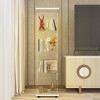 Multi-Purpose Tempered Glass Cabinet with Bluetooth LED Lighting, Lock, and Casters for Easy Mobility – Ideal for Living Spaces and Offices - 4 of 4
