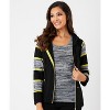 Women's Stripe Sleeve Zip Up Hoodie - french kyss - image 3 of 4