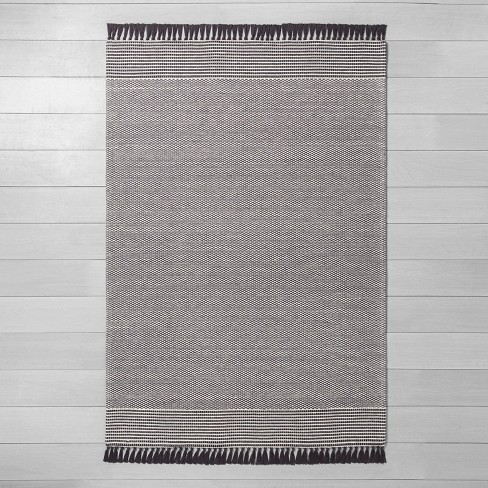 5' x 7' Textured Border Stripe Area Rug Railroad Gray - Hearth & Hand™ with  Magnolia