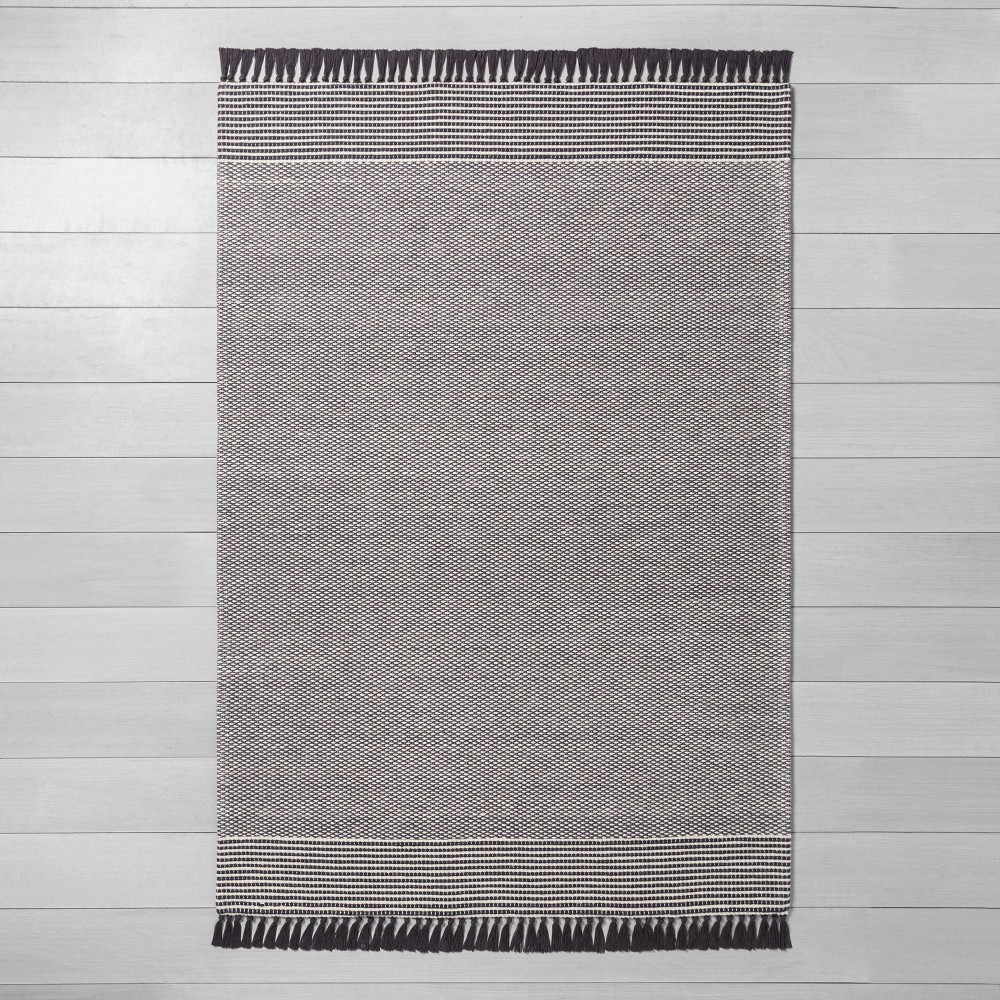 5' x 7' Textured Border Stripe Area Rug Railroad Gray - Hearth & Hand™ with Magnolia