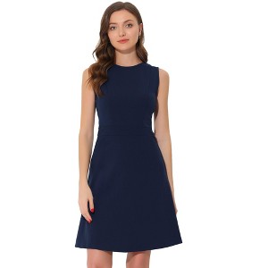 INSPIRE CHIC Women's Work Round Neck Sleeveless Fit and Flare Dresses - 1 of 4