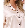 INSPIRE CHIC Women's Satin Silky Short Sleeve Shorts Button Down Lingerie Ruffle Pajamas Set - 4 of 4