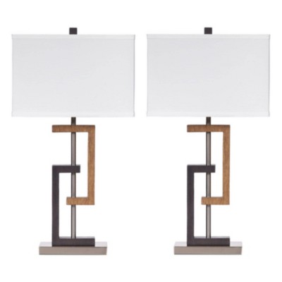 Set of 2 Syler Table Lamps Brown/Silver - Signature Design by Ashley