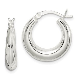 Black Bow Jewelry Sterling Silver Round Hollow Creole Hoop Earrings - 20mm (3/4 Inch) - 1 of 4