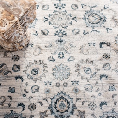 Isabella Cream and Navy Stain-Resistant Runner Rug