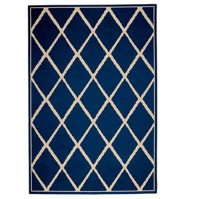 3'7"x5'6" Rectangle Indoor and Outdoor Pressed or Molded Accent Rug Blue - Plow & Hearth