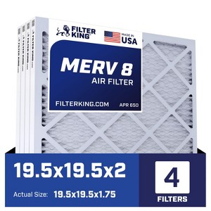 Filter King 19.5x19.5x2 Air Filter | 4-PACK | MERV 8 HVAC Pleated A/C Furnace Filters | MADE IN USA | Actual Size: 19.5 x 19.5 x 1.75" - 1 of 4