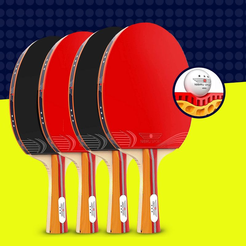 NIBIRU SPORT Professional Ping Pong Paddles and Balls - Complete Table Tennis Paddle Set w/ Storage Case, 2 of 6