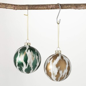 4.5"H Sullivans Distressed Ball Ornament - Set of 2  Multicolored Christmas Ornaments - 1 of 2