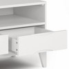 60" Solid Rubberwood Hardwood Mid Century Modern TV Media Stand with Cord Management, Large Notched Handle Drawers and Open Compartments - 4 of 4