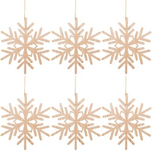 Northlight Snowflake Cut-Out Natural Wood Christmas Ornaments - 4.75" - Set of 6 - 1 of 4