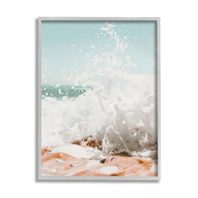Stupell Industries Splashing Sandy Beach Sea Foam Framed Giclee