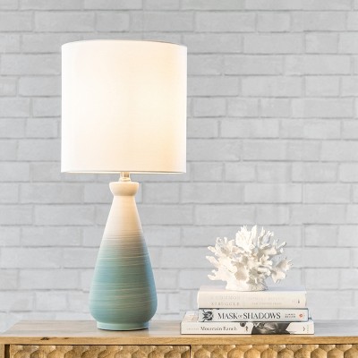 Magnolia 25" Green and White Ceramic Table Lamp with Linen Shade