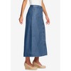 Woman Within Women's Plus Size Petite Perfect Cotton Button Front Denim Skirt - 3 of 4