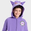 Boys' Pokemon Gengar Hooded Character Full Zip Fleece Sweatshirt - Purple - 2 of 4