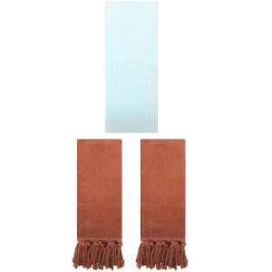 REGALWOVEN 3 Packs Cotton Soft Absorbent Tassels and Waffle Decorative Hand Towel - 1 of 4