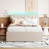 Okak Platform Bed Frame with Upholstered and LED Lights No Box Spring Needed Teddy Fleece Bed with Trundle - 2 of 4