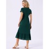INSPIRE CHIC Women's Summer V Neck Short Sleeve Contrast Trim A Line Midi Summer Dress with Pockets - 4 of 4