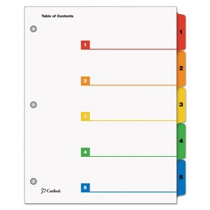 Cardinal Traditional OneStep Index System 5-Tab 1-5 Letter Multicolor 5/Set 60518 - 1 of 2