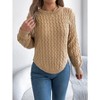 Women's Cable Knit Sweater Casual Long Sleeves Round Neck Pullover Top - 4 of 4