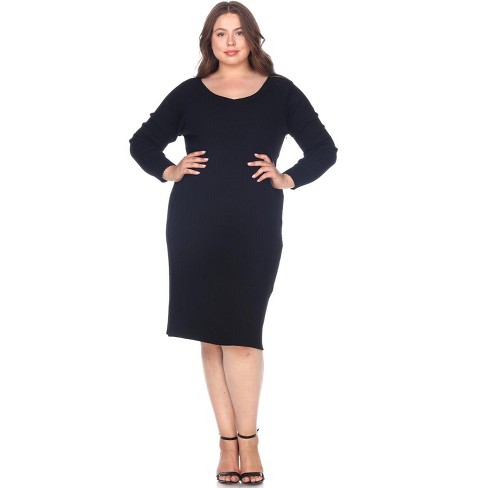 Women's Plus Size Long Sleeve Destiny Sweater Dress - White Mark : Target