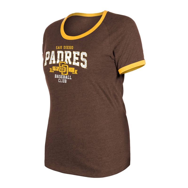 MLB San Diego Padres Women&#39;s Heather Bi-Blend Ringer T-Shirt, 3 of 7