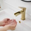 BWE Waterfall Single Handle Single Hole Low-Arc Bathroom Faucet Bath Drip-Free Vanity Sink Faucet - 3 of 4