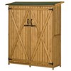 Outsunny Outdoor Storage Cabinet Wooden Garden Shed Utility Tool Organizer with Waterproof Asphalt Rood, Lockable Doors, 3 Tier Shelves - 4 of 4