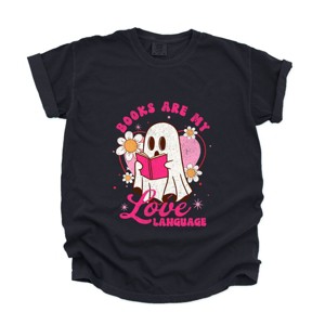 Books Are My Love Language Ghost - Women's Garment Dyed Graphic T-Shirt - 1 of 4
