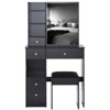 SEVOBAL Dressers Modern Vanity Table Set with Sliding Mirror Cushioned Stool and Drawer Storage for Bedroom, Black, 29.2"*12.6"*50.4" - 3 of 4