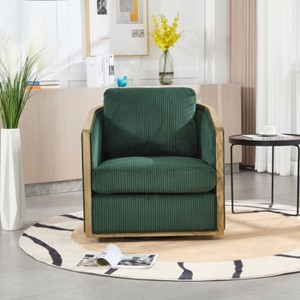 CAVINAS 360 Degree Swivel Barrel Accent Chair with Rattan Frame,  Upholstered Sofa Chair with Wood Base - 1 of 4