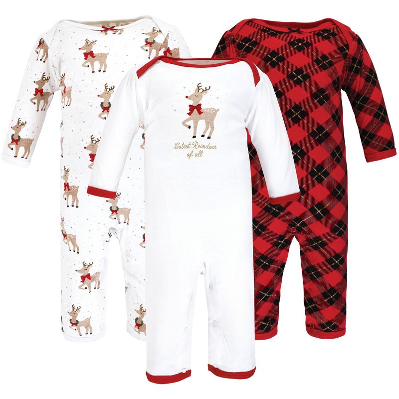 Hudson Baby Infant Girl Cotton Coveralls, Fancy Rudolph, 1 of 7