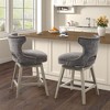 OUTSUPPLY Swivel Counter Stool, 360° Rotation, Solid Wood Legs & Silver Nailhead Trim - 3 of 4
