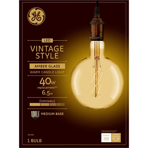 Ge 6.5w 40w Equivalent Led Globe Light Bulb Amber Glass Warm