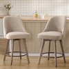 Bekrvio 26" Counter Height Swivel Bar Stools Set of 1/2/3/4–Mid-Century Barstools with Backs, Linen Upholstered & Wood Legs, for Kitchen Island - 4 of 4