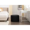 VYNXARIA Ottomans and Benches - 24.41"x24.41"x17.72" Black Velvet Storage Round Footstool with Wooden Shelving - 3 of 4