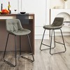 Beautyolove 26 in. Gray Faux Leather Upholstered Counter Height Bar Stool Swivel Counter Stool - 2 of 4