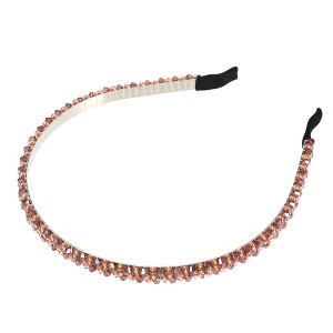 Unique Bargains Women's Hairband 2 Rows Rhinestone Headband 0.31 Inch Wide 1 Pc - 1 of 4