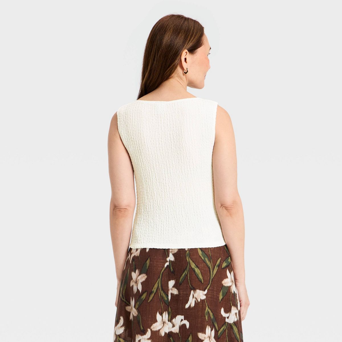 Women's Boat Neck Textured Tank Top - A New Day™ - thumbnail 9