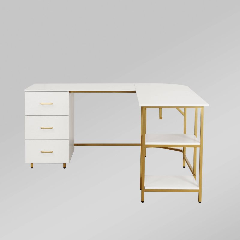L Shape Home Office Two-Tone Desk with Storage - Techni Mobili, 4 of 13
